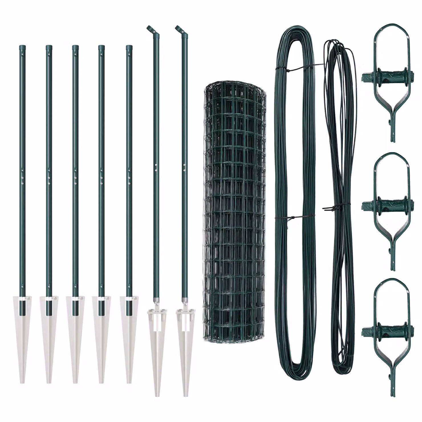Berkfield Home Euro Fence with 7 Spike Posts, Galvanised Steel, Green and Silver, W: 10 m, H: 1 m – 2