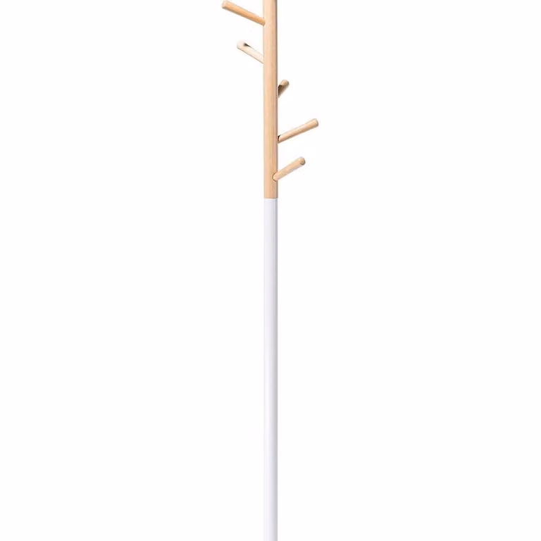 Wyld and Coco Pine and White Coat Stand with Six Hooks, H 170 x W 29 x D 29 cm