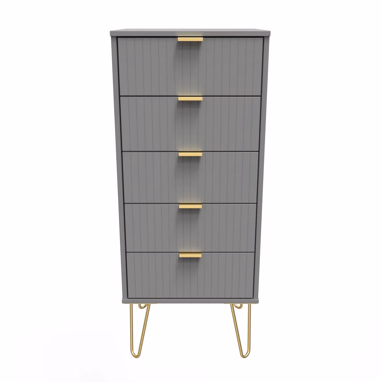 2 U Bexley 5 Drawer Tallboy in Dark Grey with Gold Metal Accents – 2