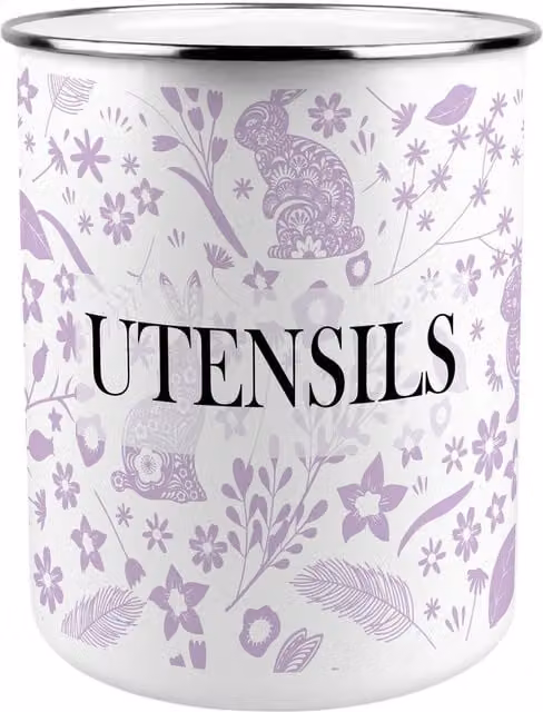 Purely Home Lilac Wild Rabbits Kitchen Utensil Holder in Purple