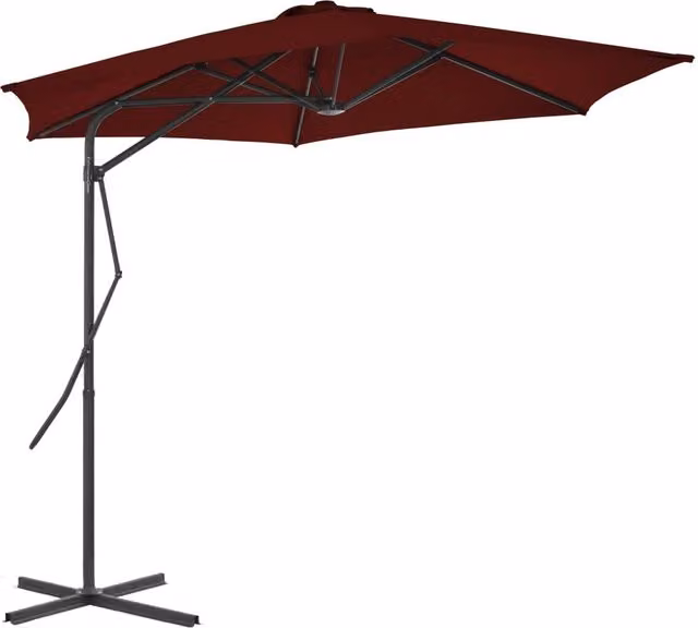 Berkfield Home Cantilever Outdoor Parasol with Steel Pole, Bordeaux Red, W: 300 cm, H: 230 cm – 1