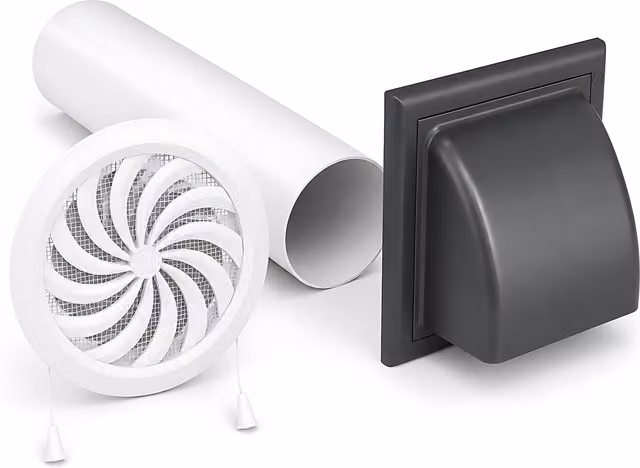 Sola Plastic Wall Vent Kit with Grille and Cover in Grey or White