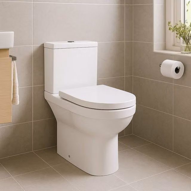 Bathroom Kingdom Florence Floor Standing Ceramic Close Coupled Toilet with Soft Close Seat in White