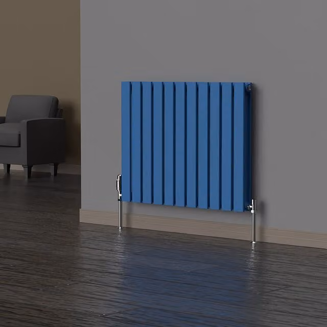 Lux Heat Flat Horizontal Coloured Double Radiator in Galaxy Blue, W: 60.0 cm, H: 77.0 cm