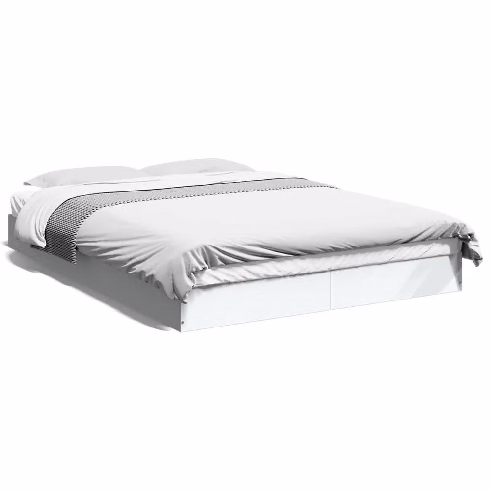 Berkfield Home Modern Double Bed Frame in White, Engineered Wood, W: 135 cm, L: 190 cm – 2