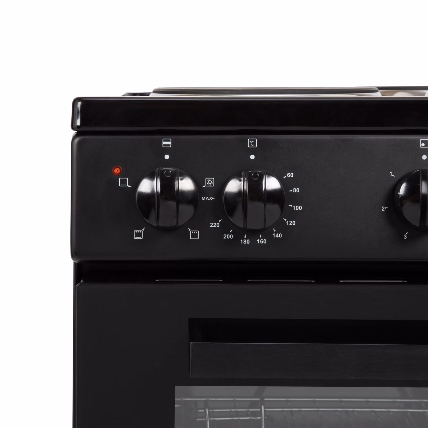 Willow WE50SSB 62L Freestanding Electric Single Cavity Cooker with Solid 4 Zone Plate Hob, Black, W: 50 cm, H: 90 cm, D: 60 cm – 5
