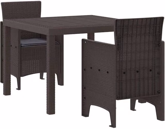 Berkfield Home Garden Dining Set, Set of 3, Brown Plastic Rattan – 1