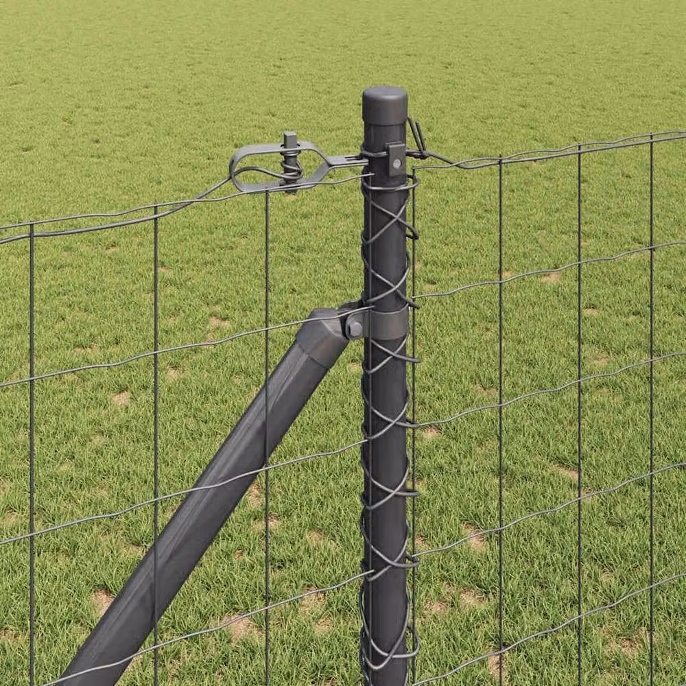 Berkfield Home Euro Fence with 7 Spike Posts, Galvanised Steel, Grey/Silver, W: 10 m, H: 1.4 m – 3
