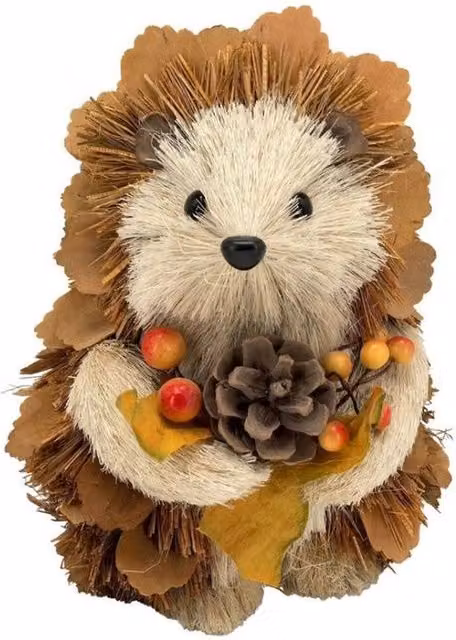 KDMD Autumn Grass Hedgehog Ornament in Brown, Height: 18 cm