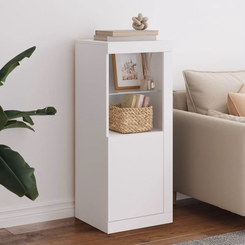 Berkfield Home Modern White Sideboard with Integrated LED Lights, W/D/H: 41 x 37 x 100 cm – 2
