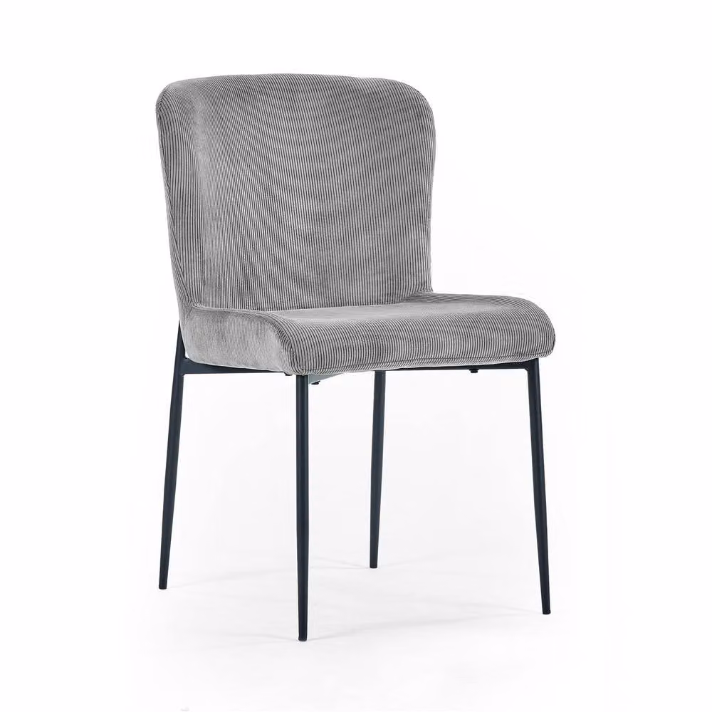 Cheshire Thornbury Set of 2 Modern Grey Velvet Dining Chairs with Black Metal Legs – 2
