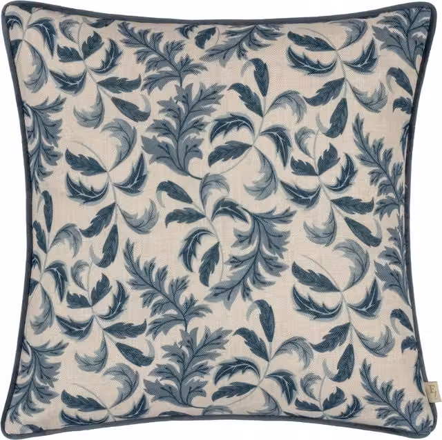 Make it a Home Chatsworth Topiary Piped Square Cushion in Petrol Blue Velvet and Polyester