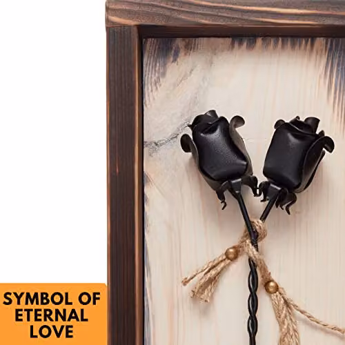 Novecrafto Black Forged Iron Roses in a Mountable Wooden Frame, H40 x W20 cm – 7