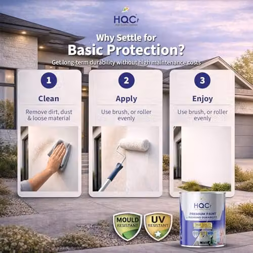 HQC Paints Sandstone Smooth Masonry Paint, 1L – 4