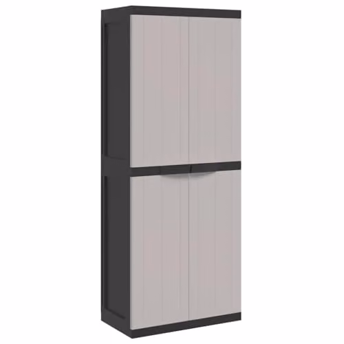 vidaXL Outdoor Storage Cabinet in Grey and Black, W/D/H: 65 x 37 x 165 cm
