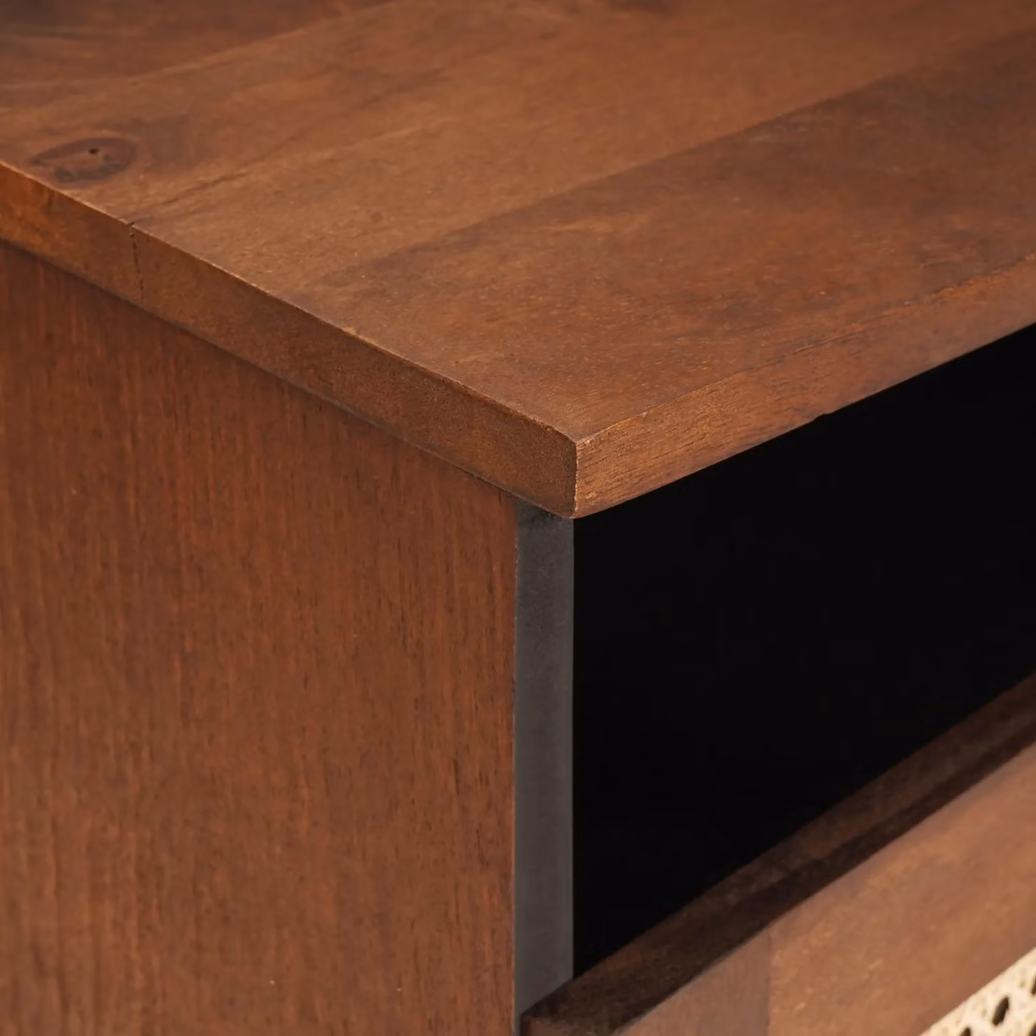 Berkfield Modern Brown Mango Wood and Cane Home Media Storage Cabinet – 4