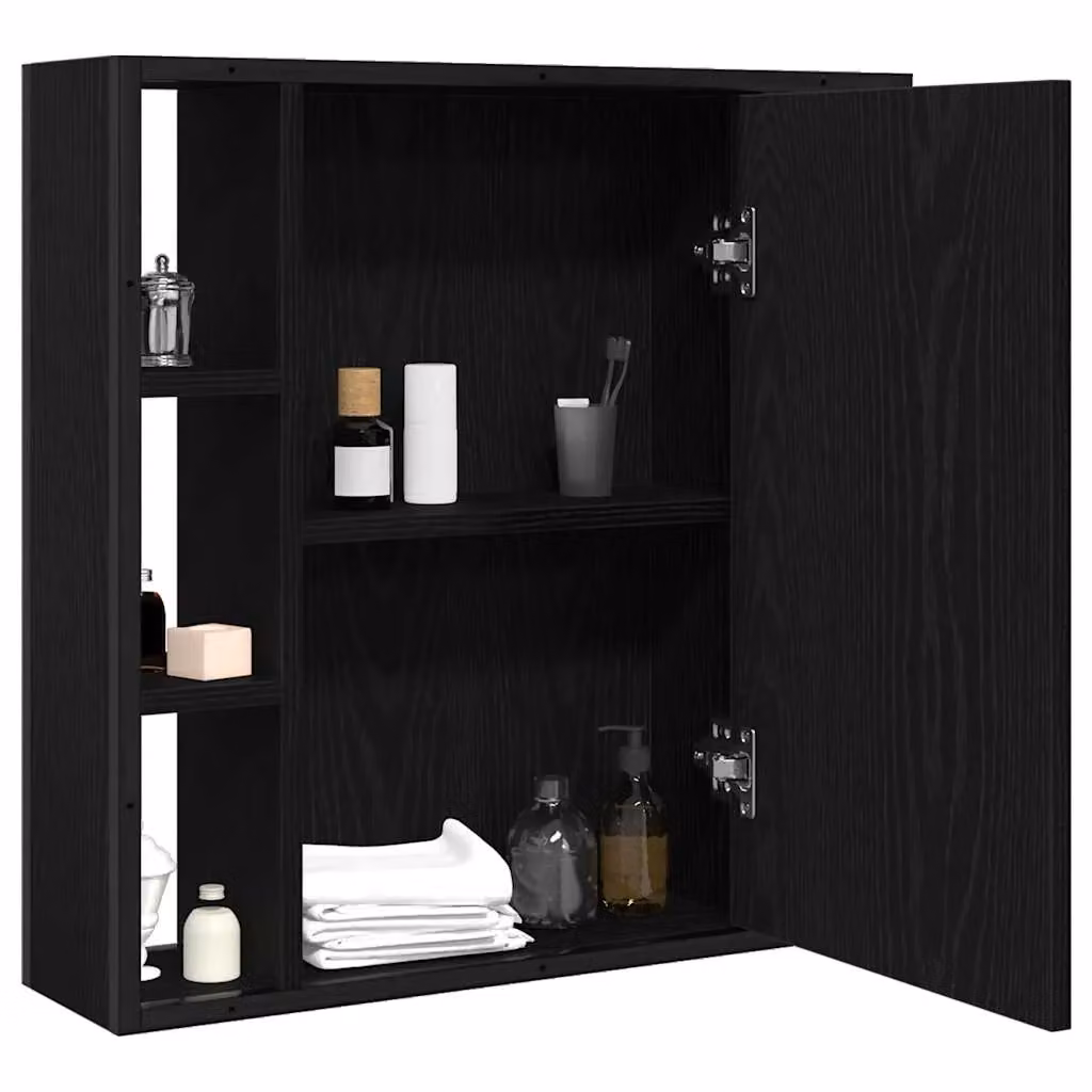 Berkfield Home Black Oak Bathroom Mirror Cabinet, W/D/H: 60 x 16 x 60 cm – 3