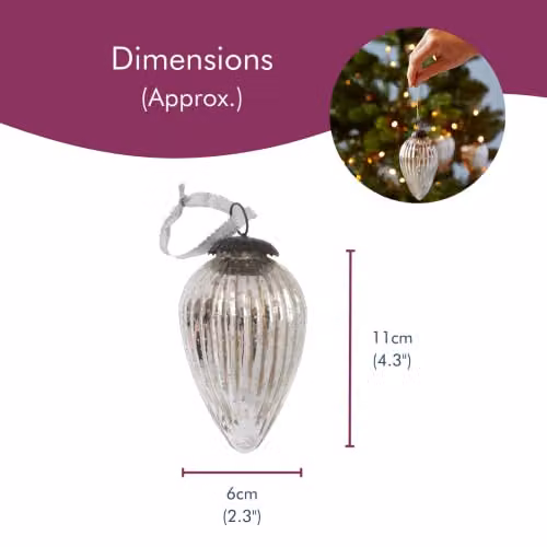 Paper High Set of 3 Silver Antique Effect Glass Teardrop Christmas Bauble Hanging Ornaments – 5