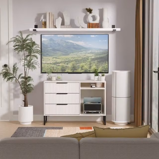 Ready Assembled 2 U Menai 3 Drawer TV Unit in Taupe – 1