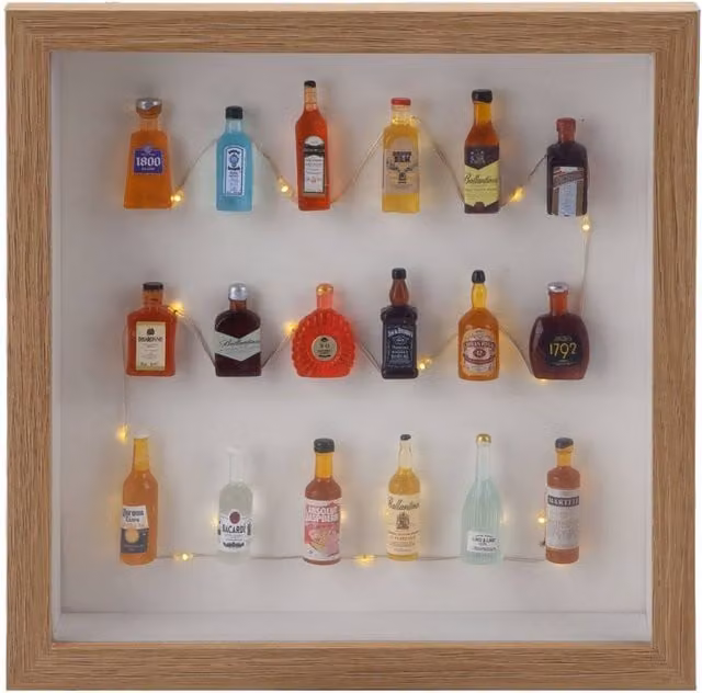 VFM e-Store Multicolour LED Rectangular Wood Frame Bottle Decoration