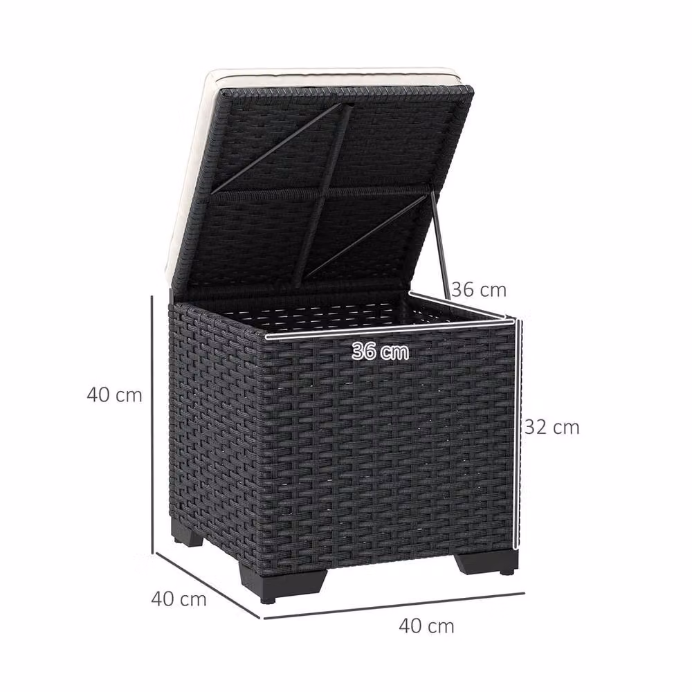 EONLION Set of 2 Black Rattan Footstool Ottomans – 2
