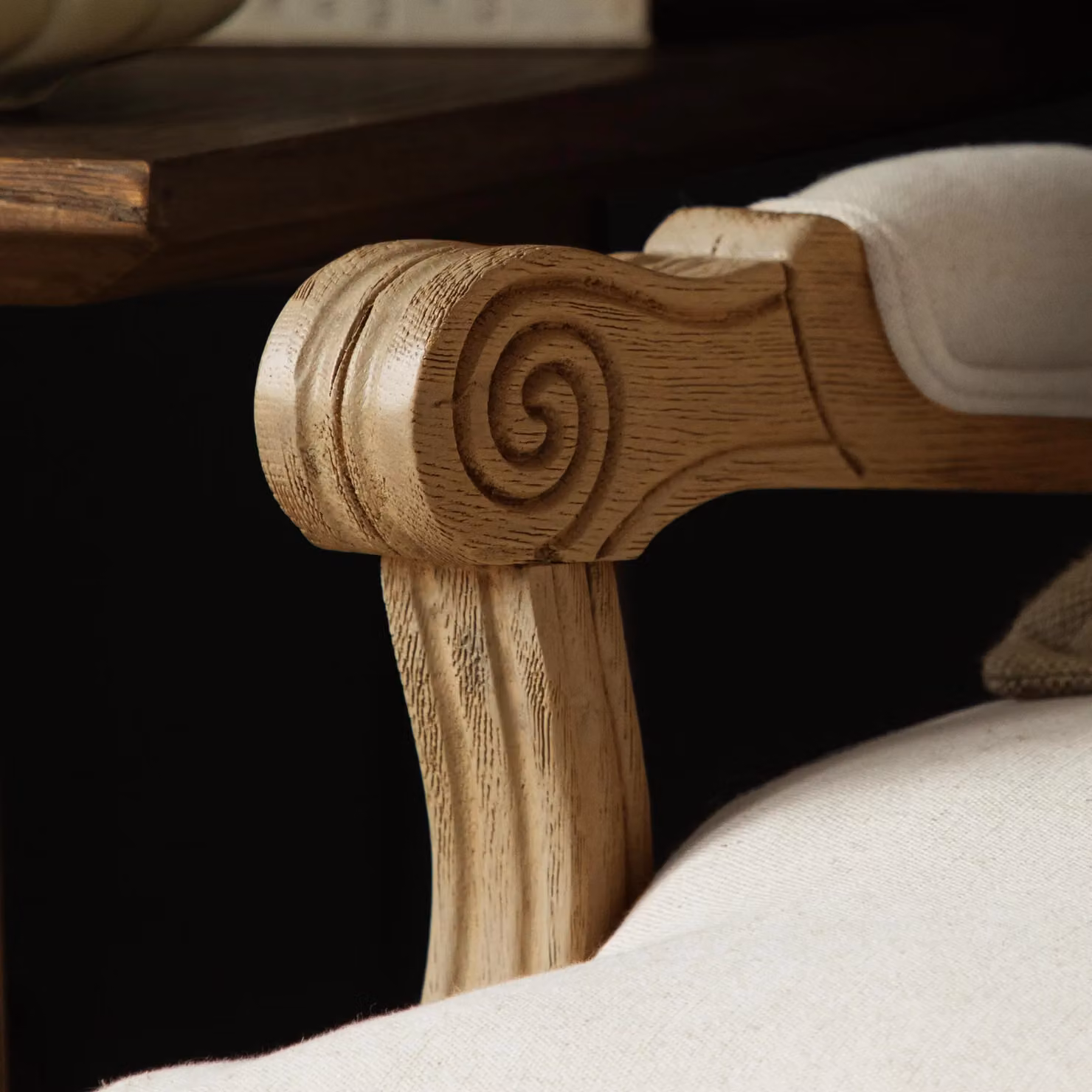 Voyage Maison Florence Country Chair in Walnut with Natural Linen Fabric in Stone and Beige – 3