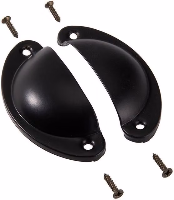 Living and Home 2-Piece Matt Black Iron-Nickel Alloy Shell Cup Pull Handles for Cabinets and Drawers