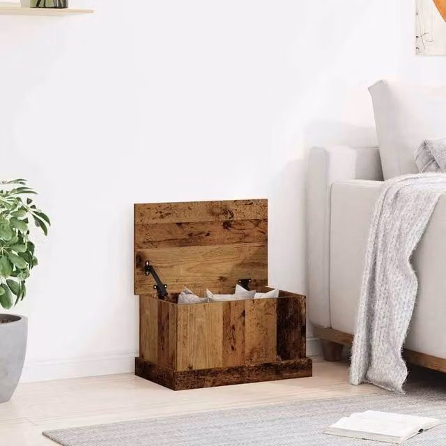 Berkfield Home Old Wood Storage Box in Brown, W/D/H: 30 x 50 x 28 cm