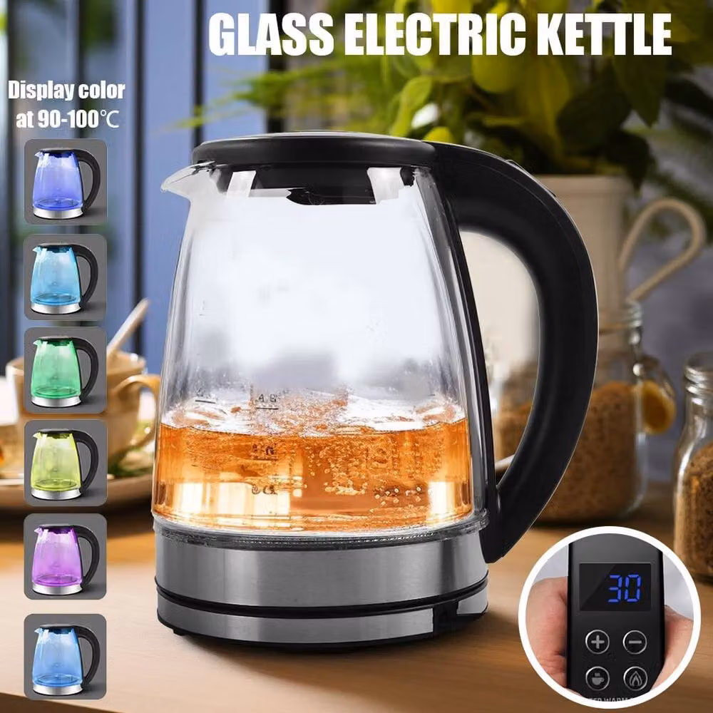 FORGEVIO Intelligent LED Illuminated Electric Glass Kettle, Black, 1.8 l – 6