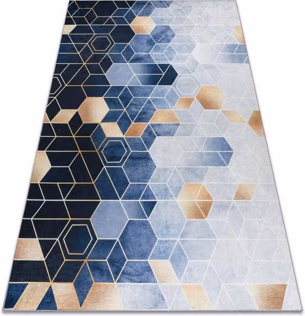 RugsX Andre Geometric Modern Blue Polyester Rug, W: 80 cm, L: 150 cm – 1