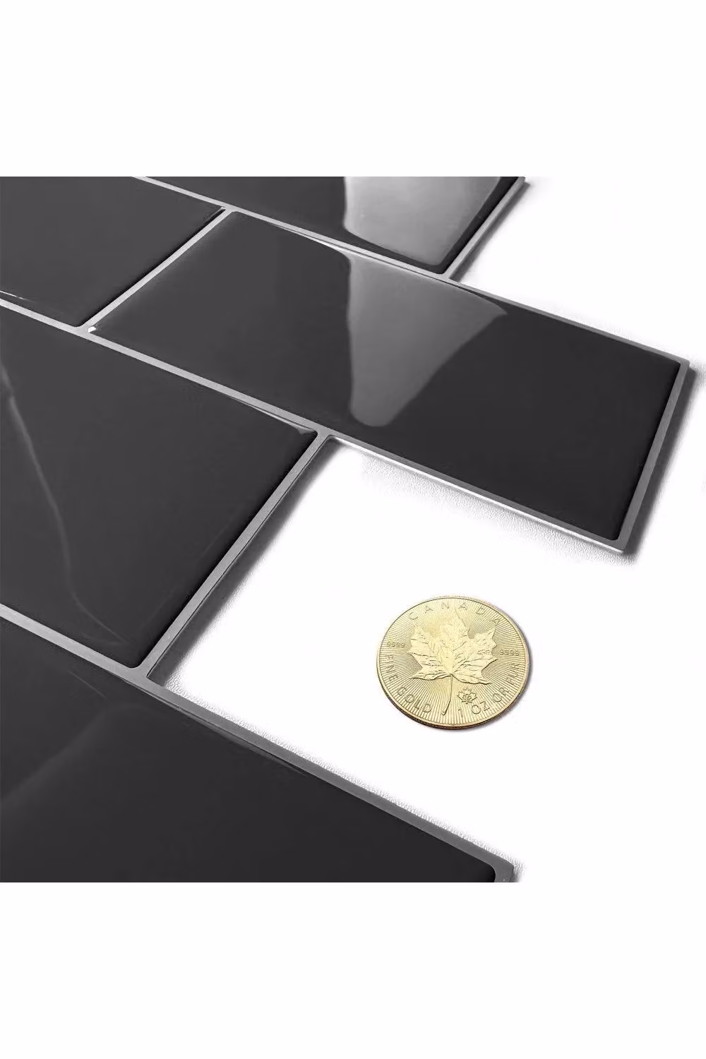 H&O Direct 10-Piece Grey Waterproof Rectangular Tile-Look Adhesive Wall Stickers – 3