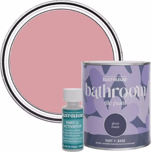 Rust-Oleum Bathroom Tile Paint in Gloss Finish, Dusky Pink, 750ml