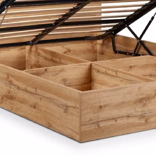 Julian Bowen Bali Oak Wood Bookcase Ottoman Storage Bed with Lift Up Base, W/D/H: 180 x 200 x 105 cm – 3