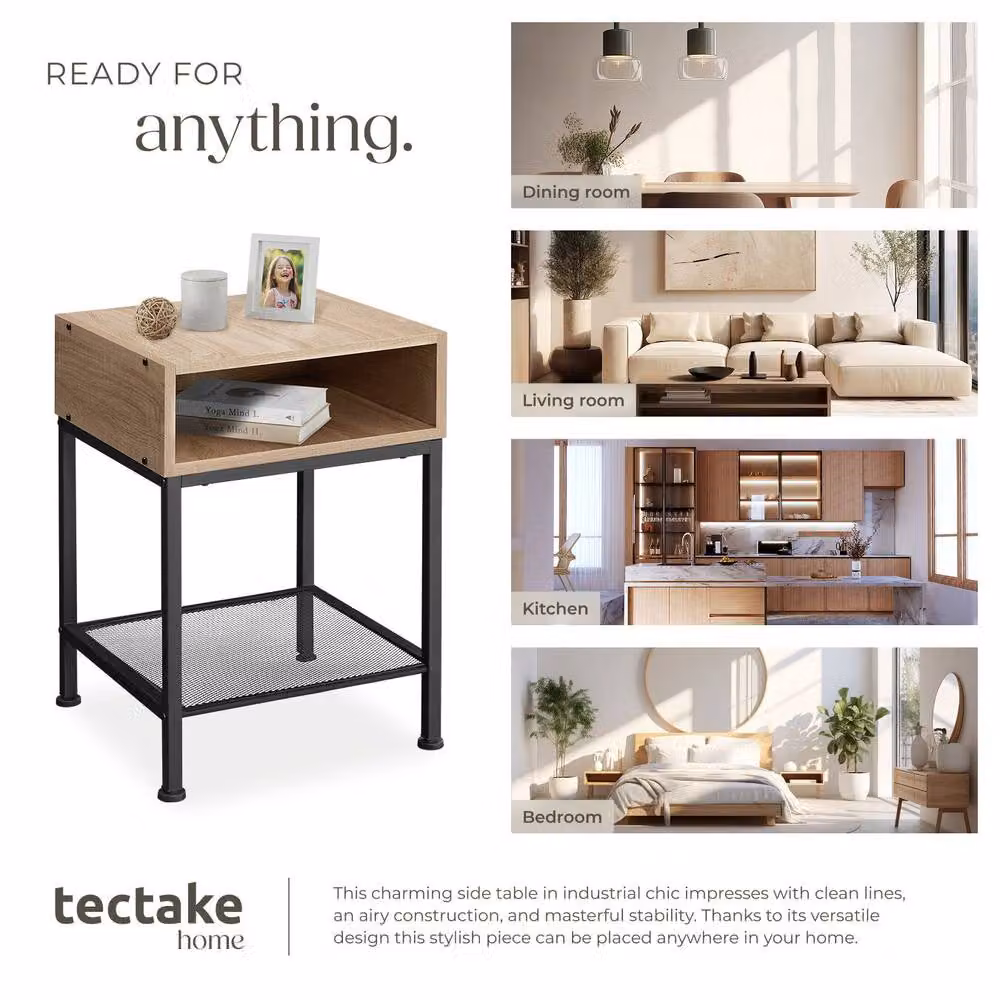 tectake Harlow Bedside Table in Light Oak – 6