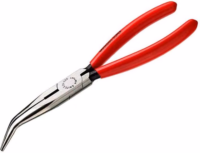 Knipex Bent Snipe Nose Side Cutting Pliers with PVC Grip, Red