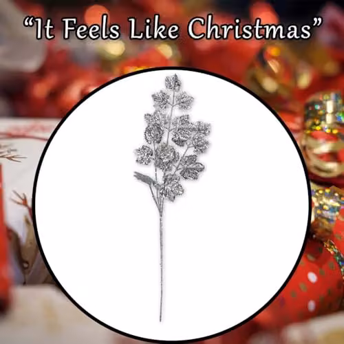 VFM e-Store Silver Glitter Christmas Long Stem Decoration, H 65 cm x W 20 cm – 6