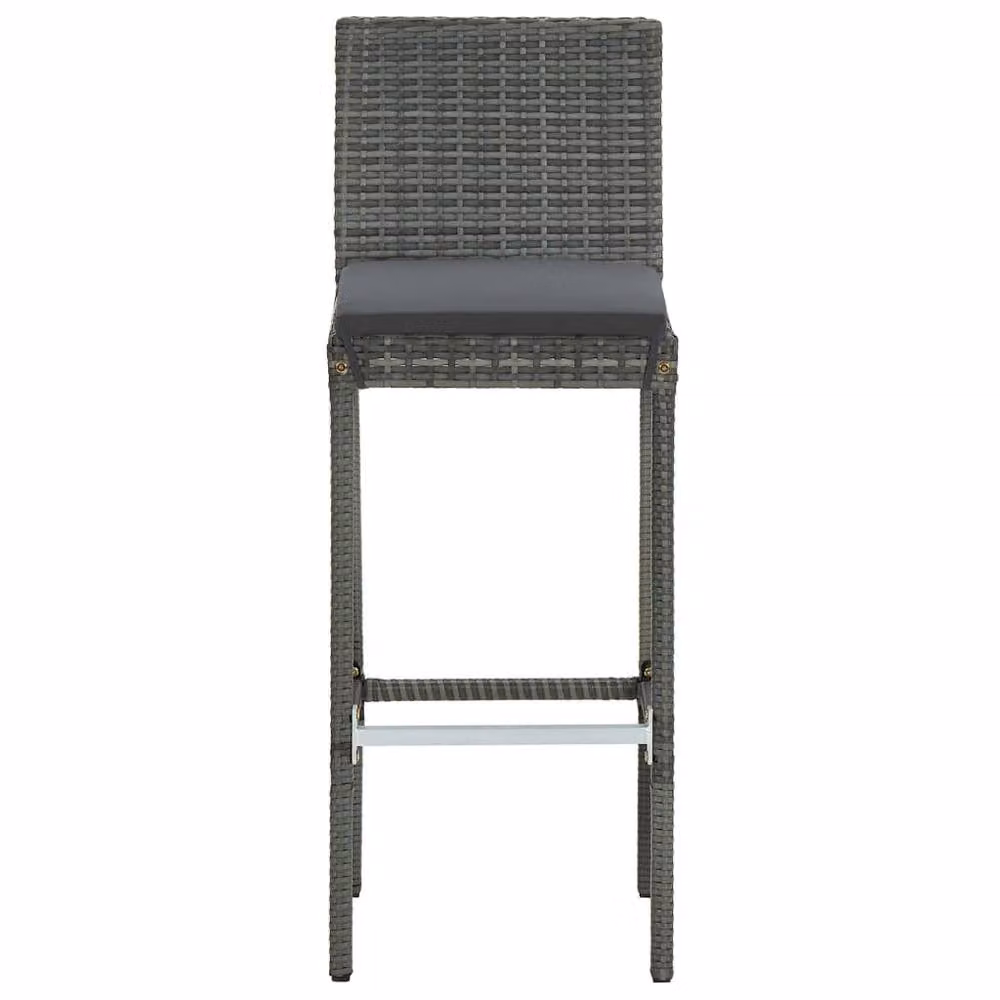Berkfield Home 9 Piece Grey Poly Rattan Garden Bar Set with Cushions