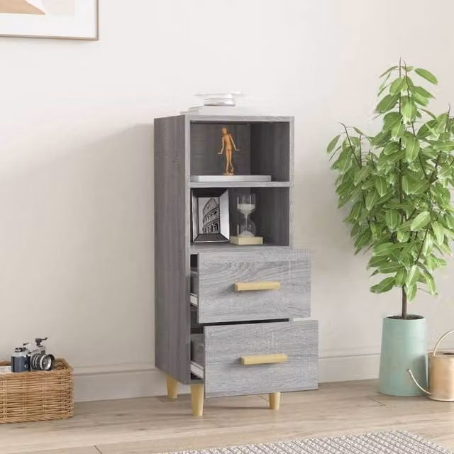 Berkfield Home Grey Sonoma Sideboard in Engineered Wood, W/D/H: 34.5 x 34 x 90 cm