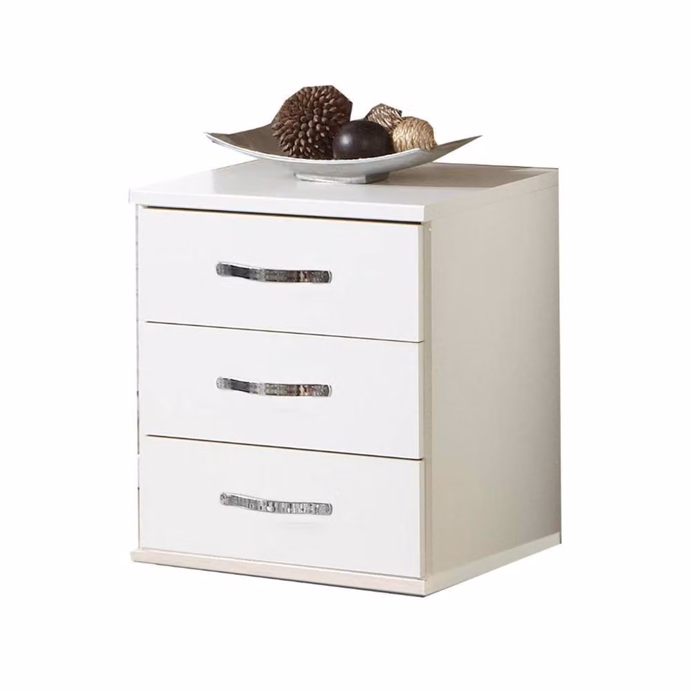 KDMD Duo 3 Drawer White Bedside Cabinet – 3