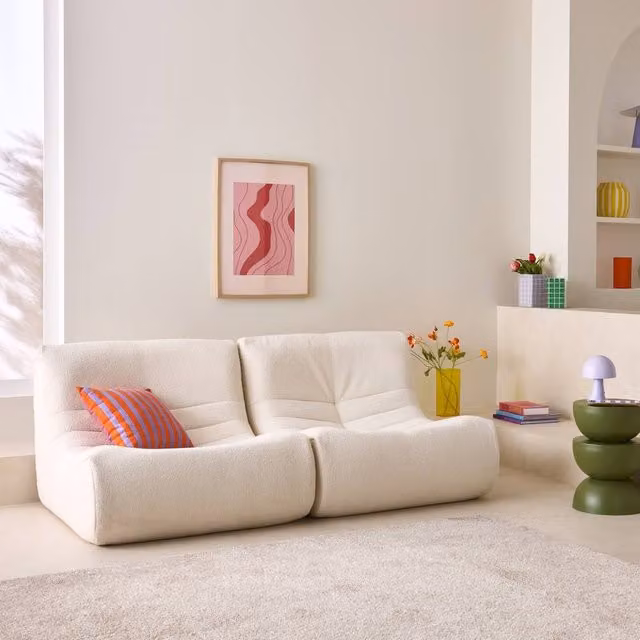 sweeek Pair of 1-seater Armchairs in White Bouclé Fabric – 1