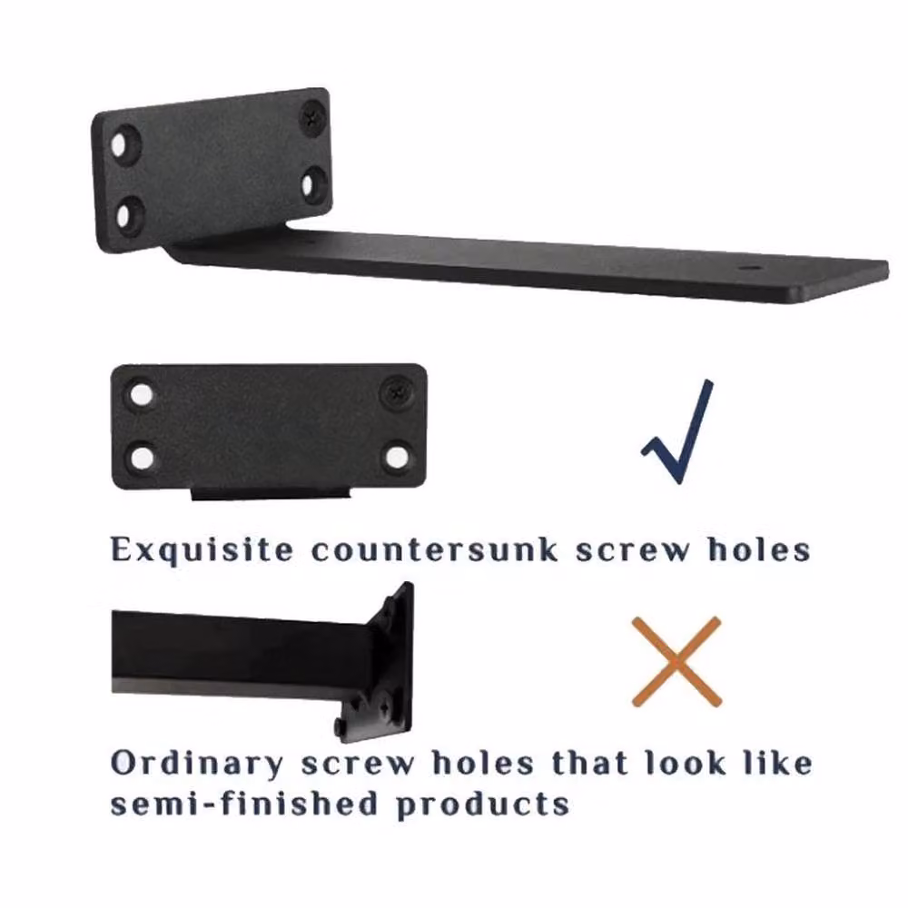 NESTLUNE Heavy Duty Black Cast Steel Shelf Brackets, Pack of 2, W/D/H: 100 x 15 x 6 cm – 5