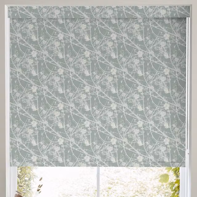 Terrys Nature Floral Blackout Roller Blind in Blue and Green Duckegg