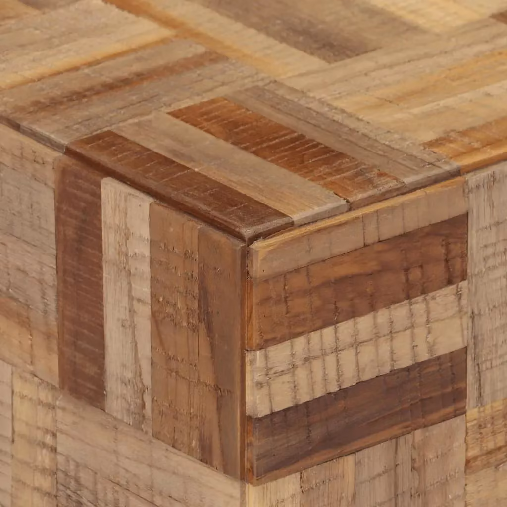 Berkfield Home Modern Square Side Table in Grey and Brown Reclaimed Teak Wood, W/D/H: 40 x 40 x 45 cm – 3