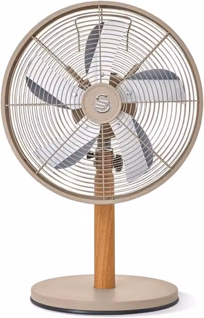 Swan Metal Oscillating Table Fan in Grey or Beige, 30.48 cm