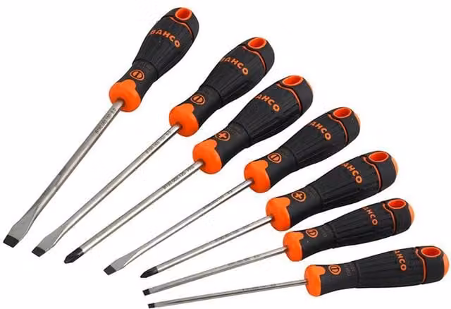 Bahco 7 Piece Steel Screwdriver Set in Black