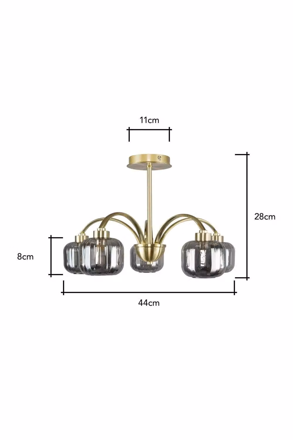 BHS Lighting Lyna Art Deco Flush Ceiling Light in Gold and Brass with Smoked Glass – 3