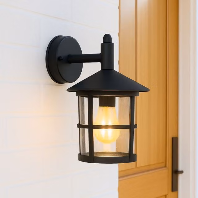 CGC Lighting Black Traditional Outdoor Wall Lantern with Transparent Glass Diffuser – 4