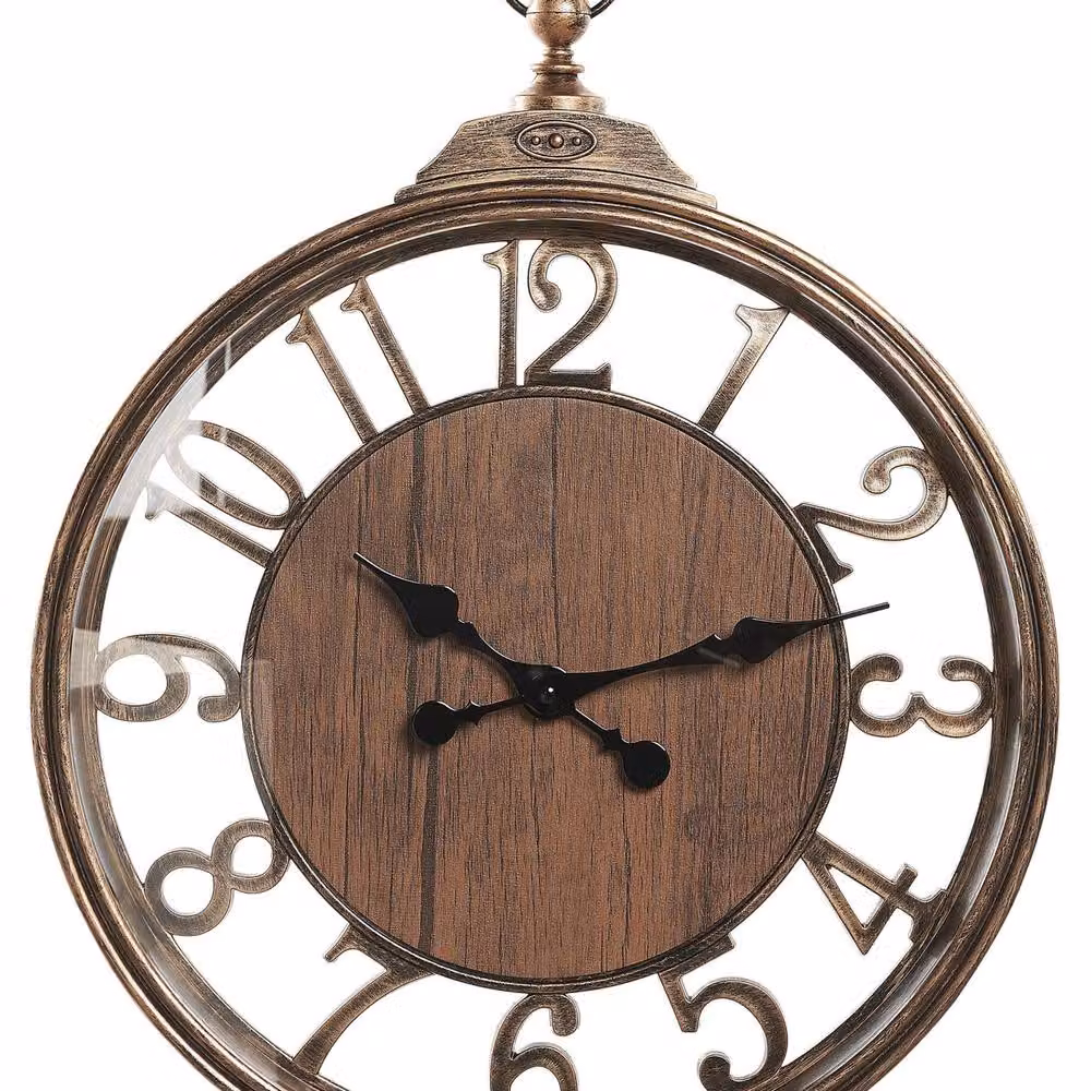 Wyld and Coco Brown Retro Round Analog Wall Clock, Diameter: 52 cm – 2