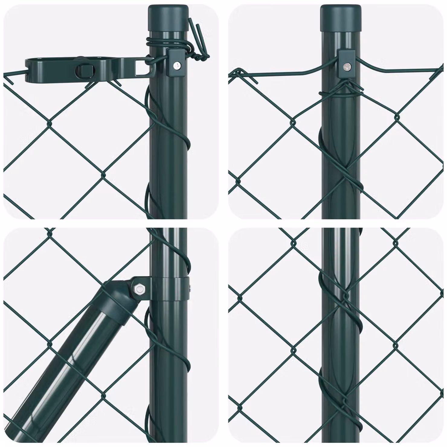 Berkfield Home Green Galvanised Steel Chain Link Fence with 13 Posts, W: 25 m, H: 0.4 m – 5