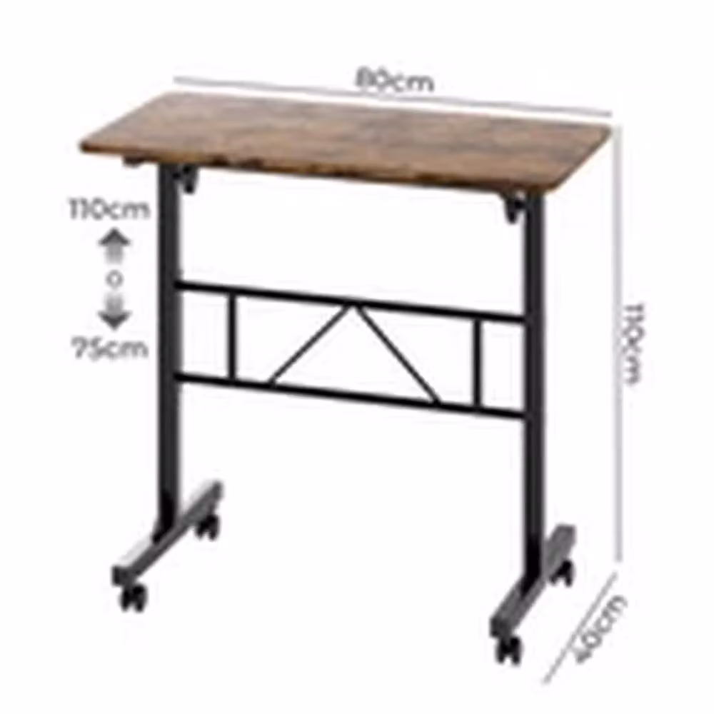 Havendro Levede Height Adjustable Standing Desk with Castors, Brown/Multicolour, W/D/H: 110 x 80 x 74 cm – 2
